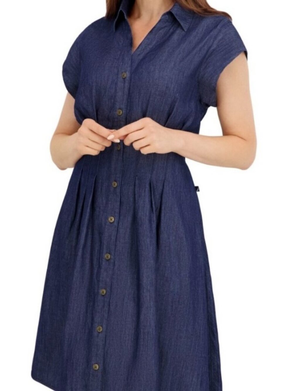 Nautica Jeans Women's Pintuck Dress, Dark Blue